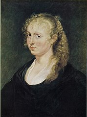 Portrait of an unknown woman with braided blond hair