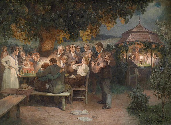 Beim Heurigen in Grinzing, painting by Rudolf Alfred Höger (1900)