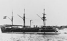 The Austrian ironclad Erzherzog Ferdinand Max, lead ship of her namesake class and named after Archduke Ferdinand Max, who had overseen Austria's ironclad construction program SMS Erzherzog Ferdinand Max after 1880.jpg