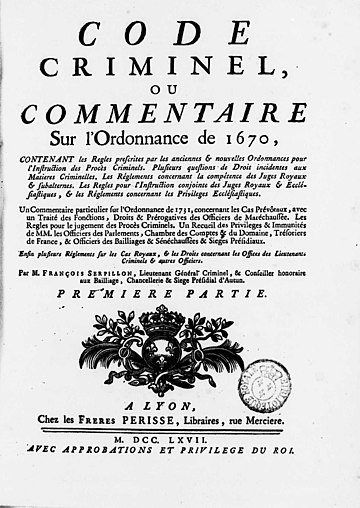 A 1767 commentary on the criminal code of 1670