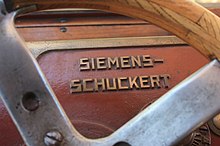 Siemens-Schuckert name on a tram speed controller Siemens-Schuckert name on a tram steering wheel.jpg