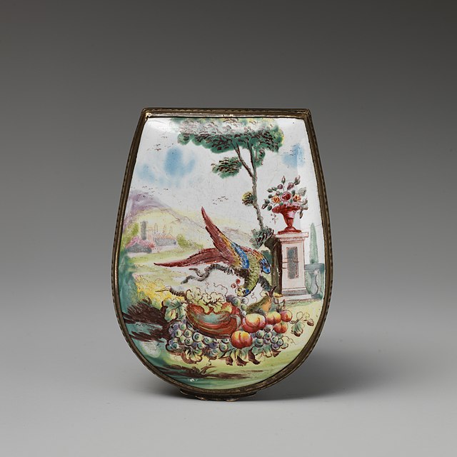 An 18th century enamelled snuff box made in Bilston, now in the collection of the Metropolitan Museum of Art, New York