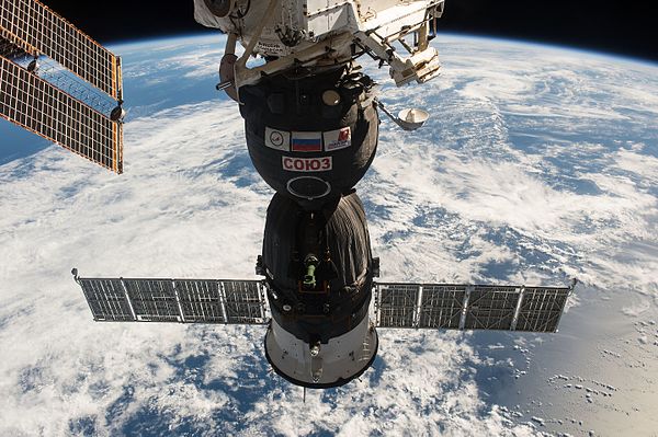 Soyuz MS-01 docked to the ISS.