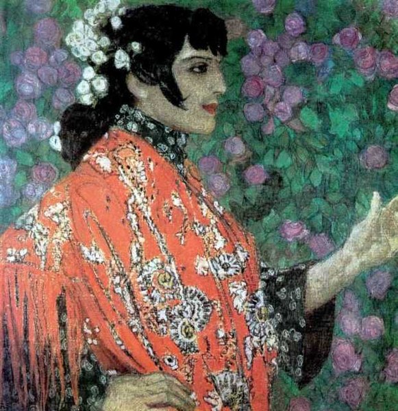 File:Spanish lady in red shawl by A.Golovin (1906).jpg