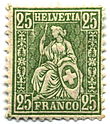 25 centimes, 1881, granite paper Stamp Switzerland 1881 25c.jpg