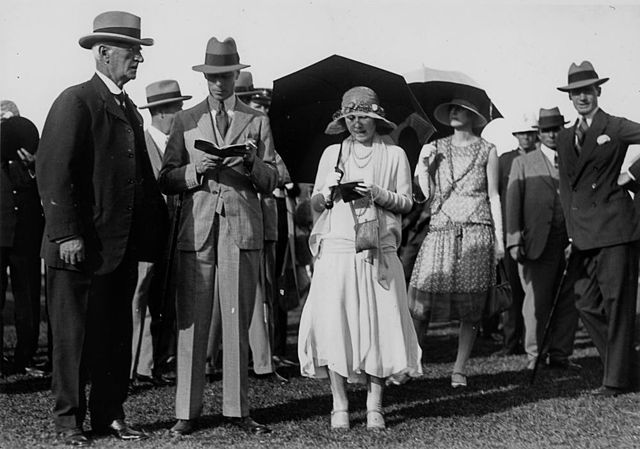 The Duke and Duchess of York (centre, reading programmes) at Eagle Farm Racecourse, Brisbane, Queensland, 1927