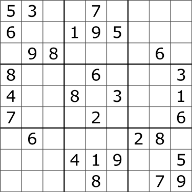 A typical sudoku puzzle