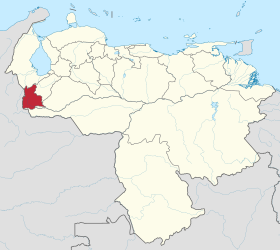 Localização do estado de Táchira