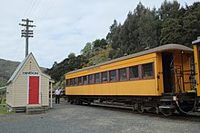 47" 6' foot carriage at Hindon. Taieri Gorge Railway carriage at Hindon.jpg