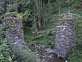 English: The supports of the old bridge in the village Tarnawa Niżna Polski: Filary dawnego mostu we wsi Tarnawa Niżna