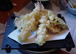 <i>Tempura</i> Japanese dish of battered deep-fried fish or vegetables