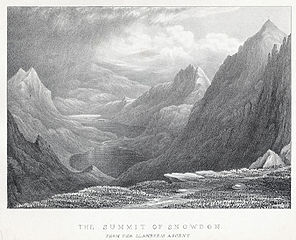 The summit of Snowdon, from the Llanberis ascent