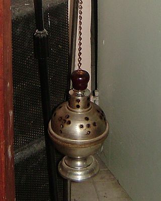 <span class="mw-page-title-main">Thurible</span> Metal censer suspended from chains, in which incense is burned during worship services