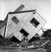 Galveston Hurricane 1900: umgekipptes Haus