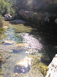 El riu Cérvol en la font de la Canaleta, Molí de Rico, en el terme de Morella.