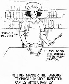 A historical poster warning against acting like Typhoid Mary