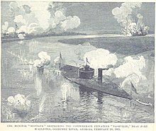 Montauk destroys Rattlesnake USS Montauk destroys CSS Nashville.jpg