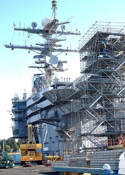 File:US Navy 030814-N-9605S-003 The flight deck of the USS Abraham Lincoln (CVN 72) is transformed into a construction site during a Planned Incremental Availability.jpg