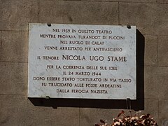 V Torino - memoria di Nicola Ugo Stame sul fianco del teatro dell Opera P1090407.JPG