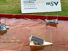 Solar powered boats racing at the Victorian Model Solar Vehicle Challenge at Scienceworks, Melbourne. Victorian Model Solar Challenge.jpg