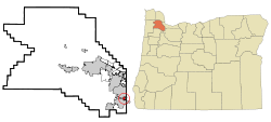 Elhelyezkedése Washington megyében és Oregonban