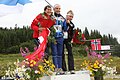 Simone Niggli-Luder, Minna Kauppi and Marianne Andersen at World Orienteering Championships 2010 in Trondheim, Norway