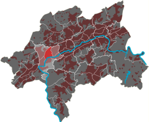 Location of the Nützenberg district in the Elberfeld-West district