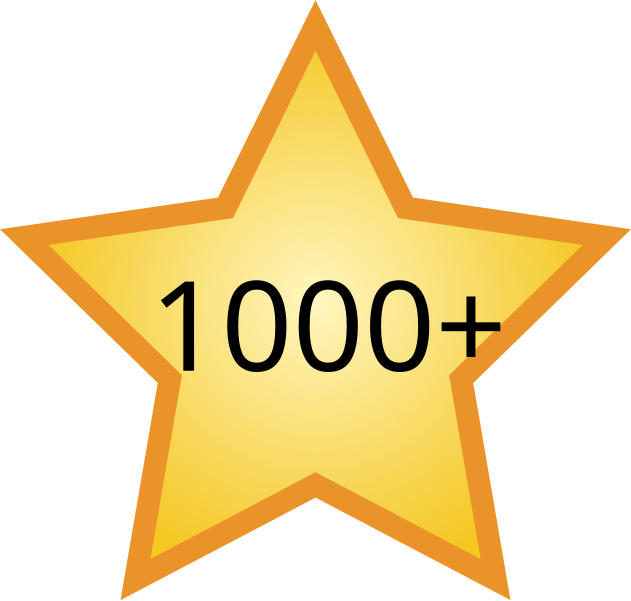 File:Yellow star with "1000+".svg