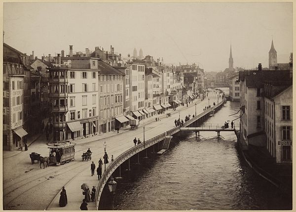 Limmatquai as seen from Central around the 1880s