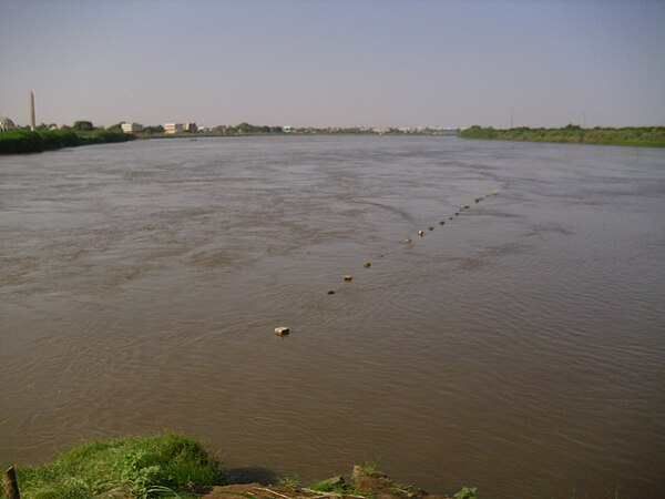 Confluence of the Blue and White Nile rivers near Khartoum, the capital of Sudan