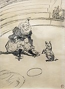 Au Cirque ; clownesse et cochon - Toulouse-Lautrec, 1899 (At the circus ; clowness and pig)