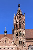 Tower of Freiburg Minster (begun 1340) noted for its lacelike openwork spire