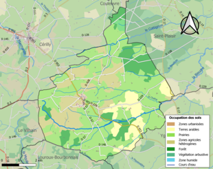 Barevná mapa znázorňující využití půdy.