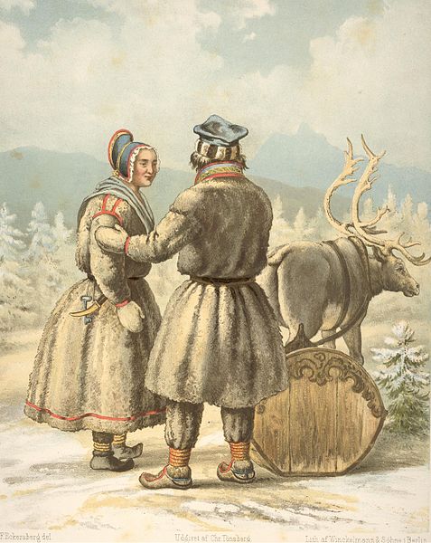 File:1852 Sami people. Karasjok. Eckersberg. Norges Nationaldragter.jpg