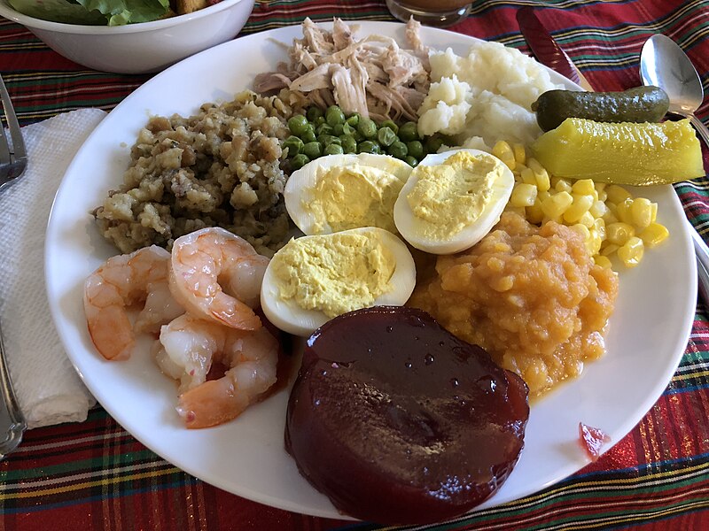 File:2019-11-28 14 45 49 A plate of Thanksgiving Dinner in the Parkway Village section of Ewing Township, Mercer County, New Jersey.jpg