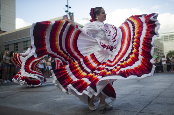 Ballet Folklorico Sones Mexicanos at the 2023 Iowa City Latino Fest.