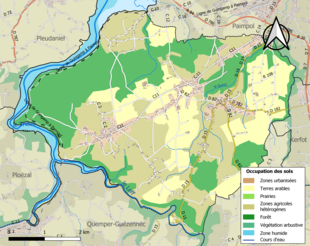 Kolorowa mapa przedstawiająca użytkowanie gruntów.