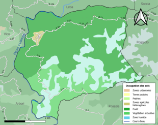 Barevná mapa znázorňující využití půdy.