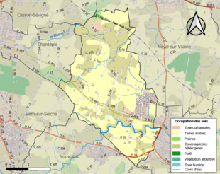 Carte en couleurs présentant l'occupation des sols.