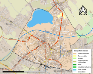 Kolorowa mapa przedstawiająca użytkowanie gruntów.