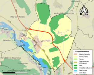 Carte en couleurs présentant l'occupation des sols.