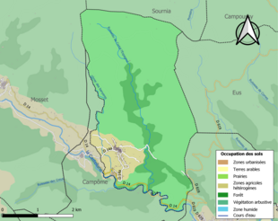 Barevná mapa znázorňující využití půdy.