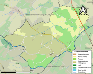 Barevná mapa znázorňující využití půdy.