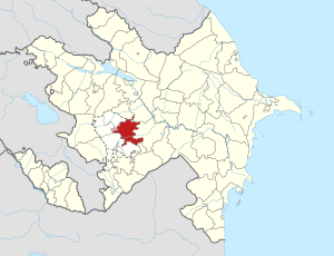 Map of Azerbaijan showing Agdam rayon