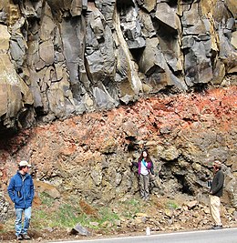 Alfisol between flows of middle Miocene Picture Gorge Basalt in Picture Gorge, Oregon Alfisol Miocene.jpg