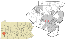 Locatie in Allegheny County en de Amerikaanse staat Pennsylvania.