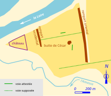 Carte en couleurs proposant un tracé pour les rues d'une ville antique.