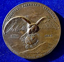 Argentine Art Nouveau Medal 1906 by Victor de Pol, Repatriation of the remains of National Hero Las Heras, obverse. Argentine Art Nouveau Medal 1906 by Victor de Pol, Repatriation of the National Hero Las Heras, obverse.jpg
