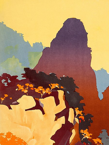 File:Art from 1930s Japan Travel Poster - Ontake Shosenkyo Valley (cropped).jpg