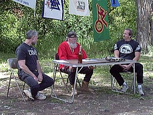 McNallen (left) with Michael "Valgard" Murray (center) and Eric "Hnikar" Wood at the 2000 IAOA Althing B iaoa2.jpg